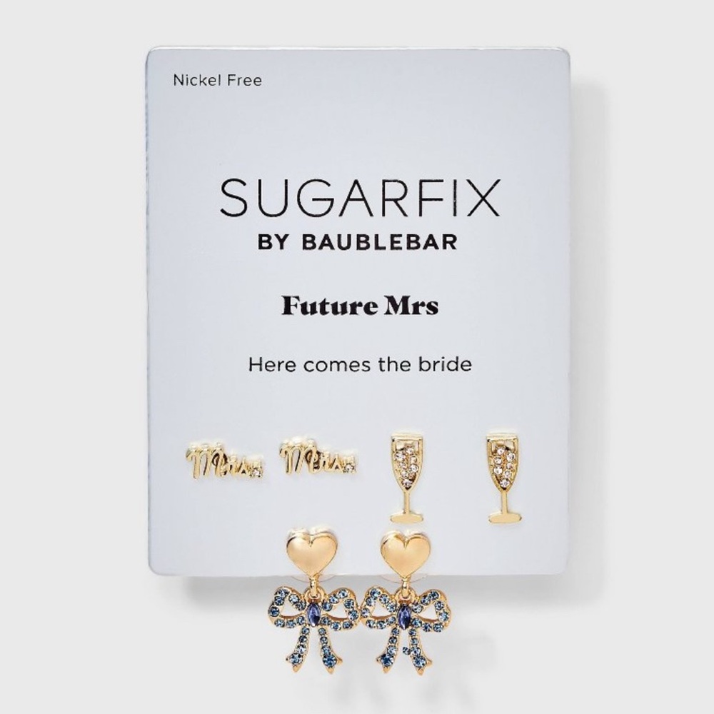 SUGARFIX by BaubleBar Future Mrs Stud Earrings - Gold: Zinc Statement Jewelry